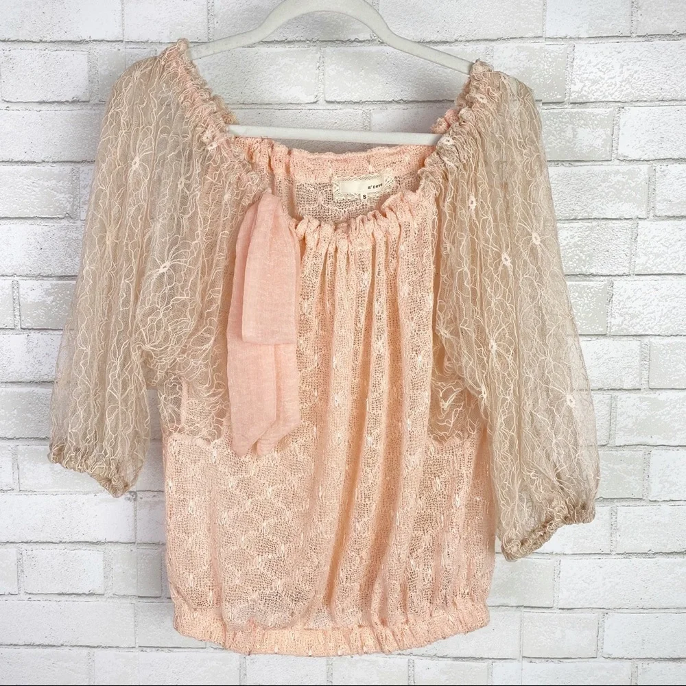 𝅺a'reve Boho Peach Lace Top - Picture 8 of 9